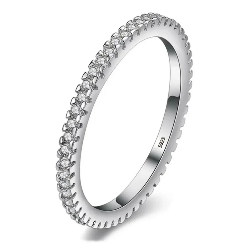 Trendy Silver Stackable Diamond Ring - Picture 4 of 4